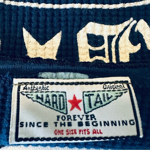 Vintage Hard Tail USA crop top logo blue heart thermal long sleeve raw edge - Picture 4 of 12